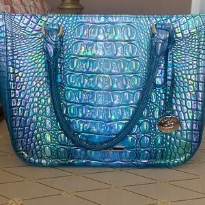 Brahmin Iridescent Blue Tote Bag EUC